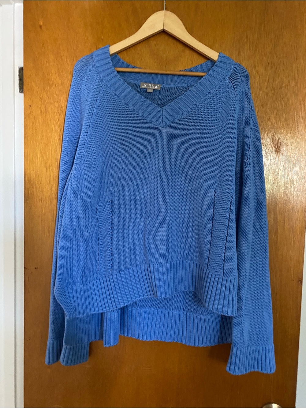J. Crew Cornflower Blue V-Neck Cotton Sweater